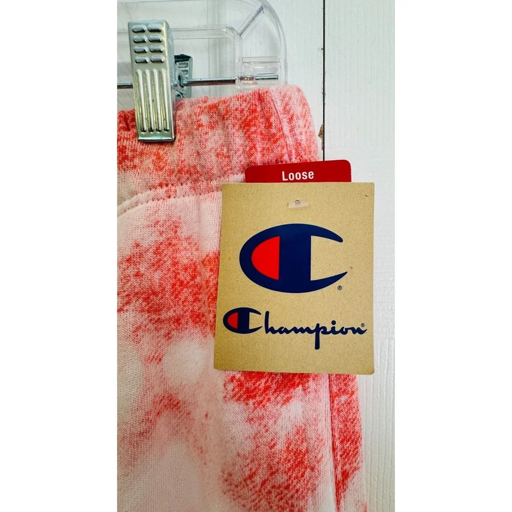 Champion Tie Dye Sweatpants Coral & White‎ Joggers Loose Fit Women's Size M